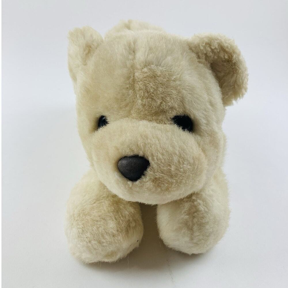 White SOFT Floppy BEAR APPLAUSE KOREA 80s Ecru Cream Chopped Nut Shells Belly La